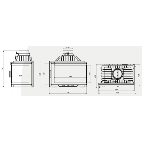 Каминная топка Technical PanTherm 75 CG (правое/левое стекло)_1 Каминная топка Technical PanTherm 75 CG (правое/левое стекло)_1