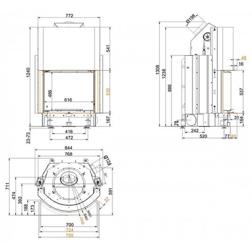 Каминная топка Brunner Compact 51/67 сферическое стекло, вертикальное открытие (с подъемом)_1 Каминная топка Brunner Compact 51/67 сферическое стекло, вертикальное открытие (с подъемом)_1