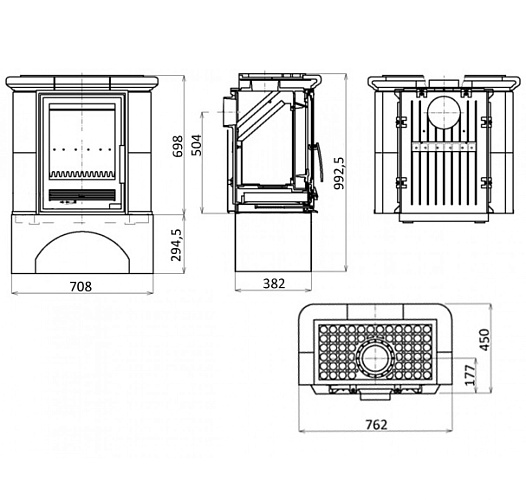 Кафельная печь Bavaria K - вставка комбо, прямой цоколь синяя_3 Кафельная печь Bavaria K - вставка комбо, прямой цоколь синяя_3